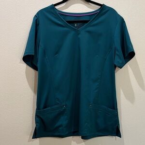 Healing Hands Teal V-Neck Scrub Top